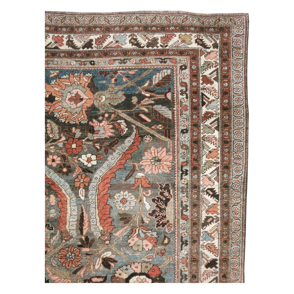 Hand-Knotted Early 20th Century Handmade Persian Bidjar Small Room Size Carpet For Sale