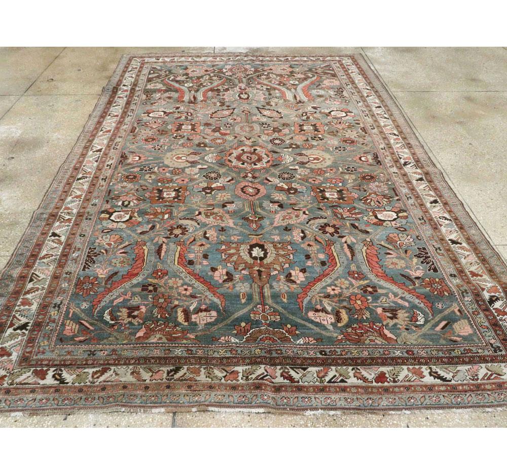 Early 20th Century Handmade Persian Bidjar Small Room Size Carpet In Excellent Condition For Sale In New York, NY