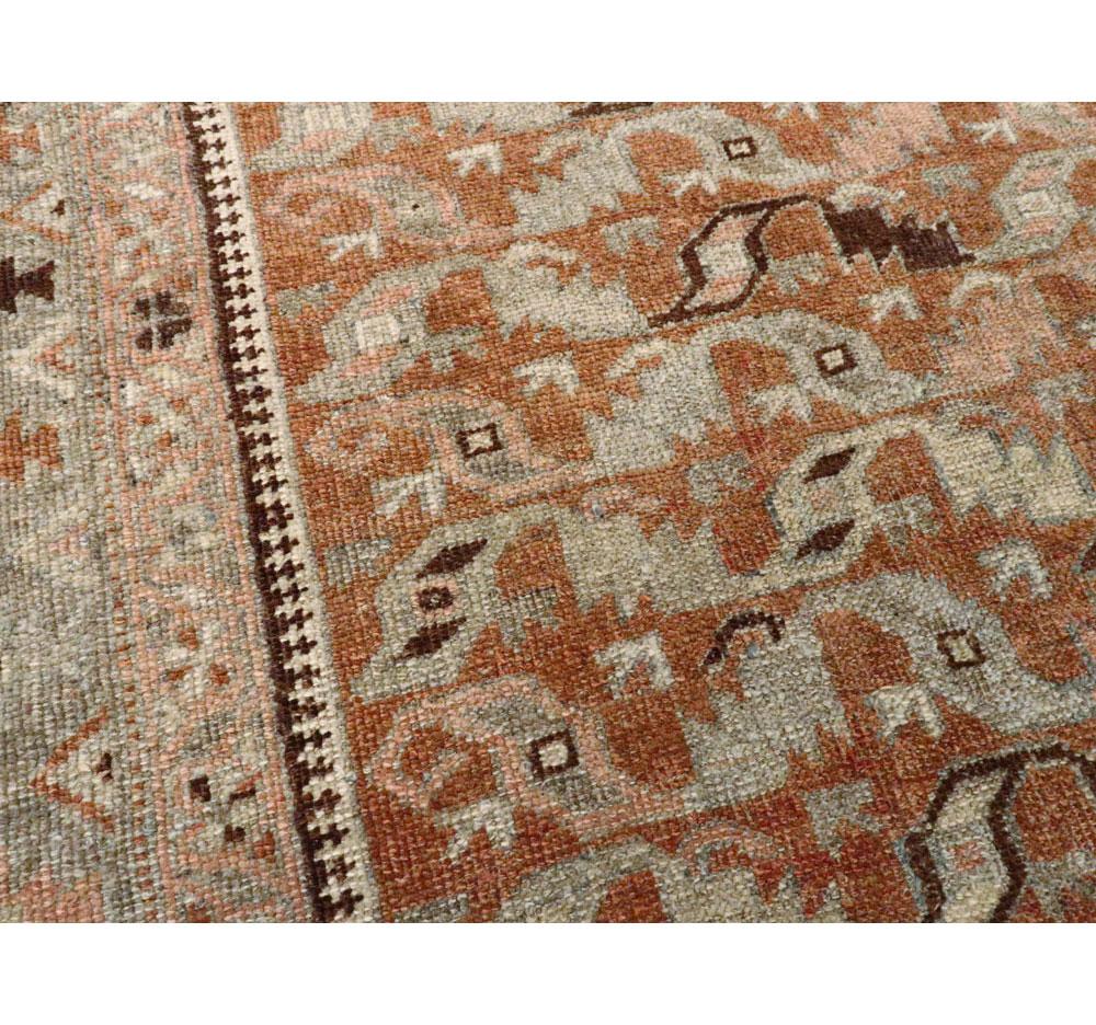 Rustic Early 20th Century Handmade Persian Bidjar Throw Rug For Sale