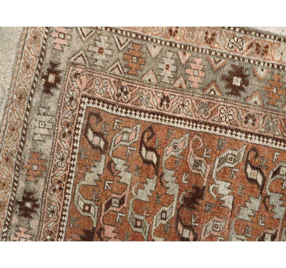 Hand-Knotted Early 20th Century Handmade Persian Bidjar Throw Rug For Sale