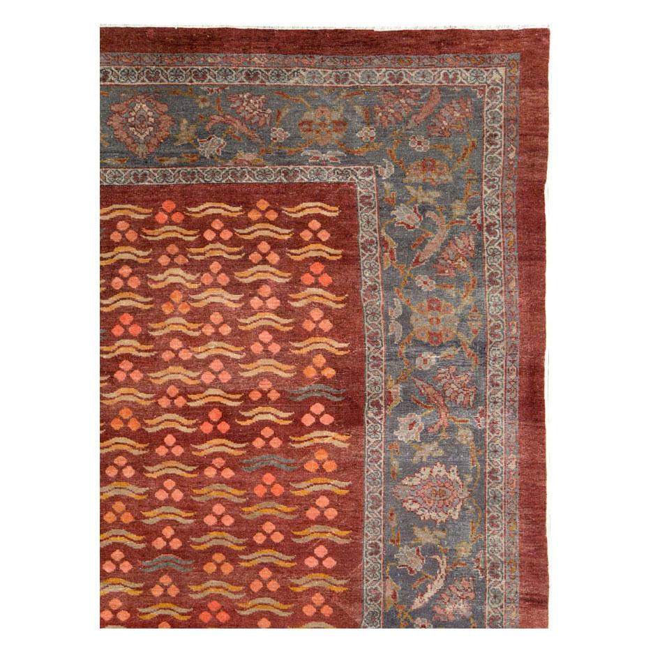 Rustic Early 20th Century Handmade Persian Chintamani Mahal Large Room Size Carpet For Sale