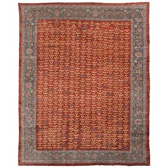 Antique Early 20th Century Handmade Persian Chintamani Mahal Large Room Size Carpet