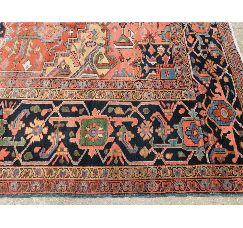 Early 20th Century Handmade Persian Heriz Large Room Size Carpet, circa 1920 For Sale 3