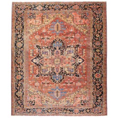 Early 20th Century Handmade Persian Heriz Large Room Size Carpet, circa 1920