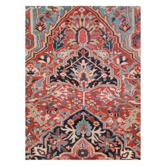 Early 20th Century Handmade Persian Heriz Large Room Size Carpet