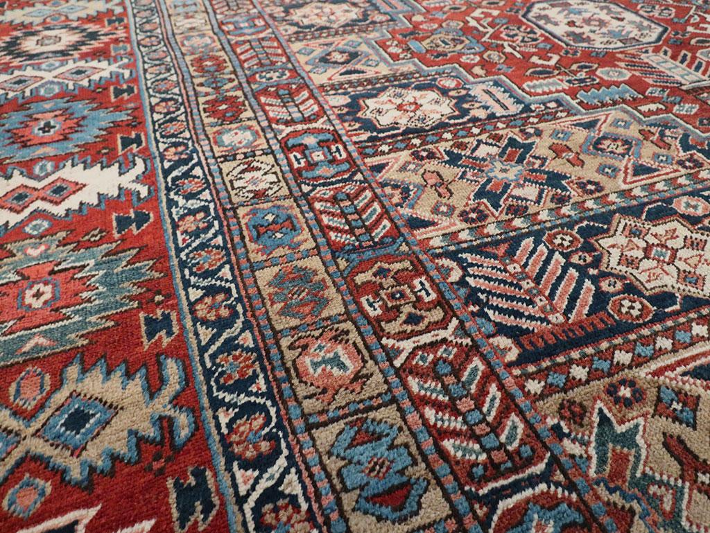 Wool Early 20th Century Handmade Persian Heriz Room Size Carpet For Sale