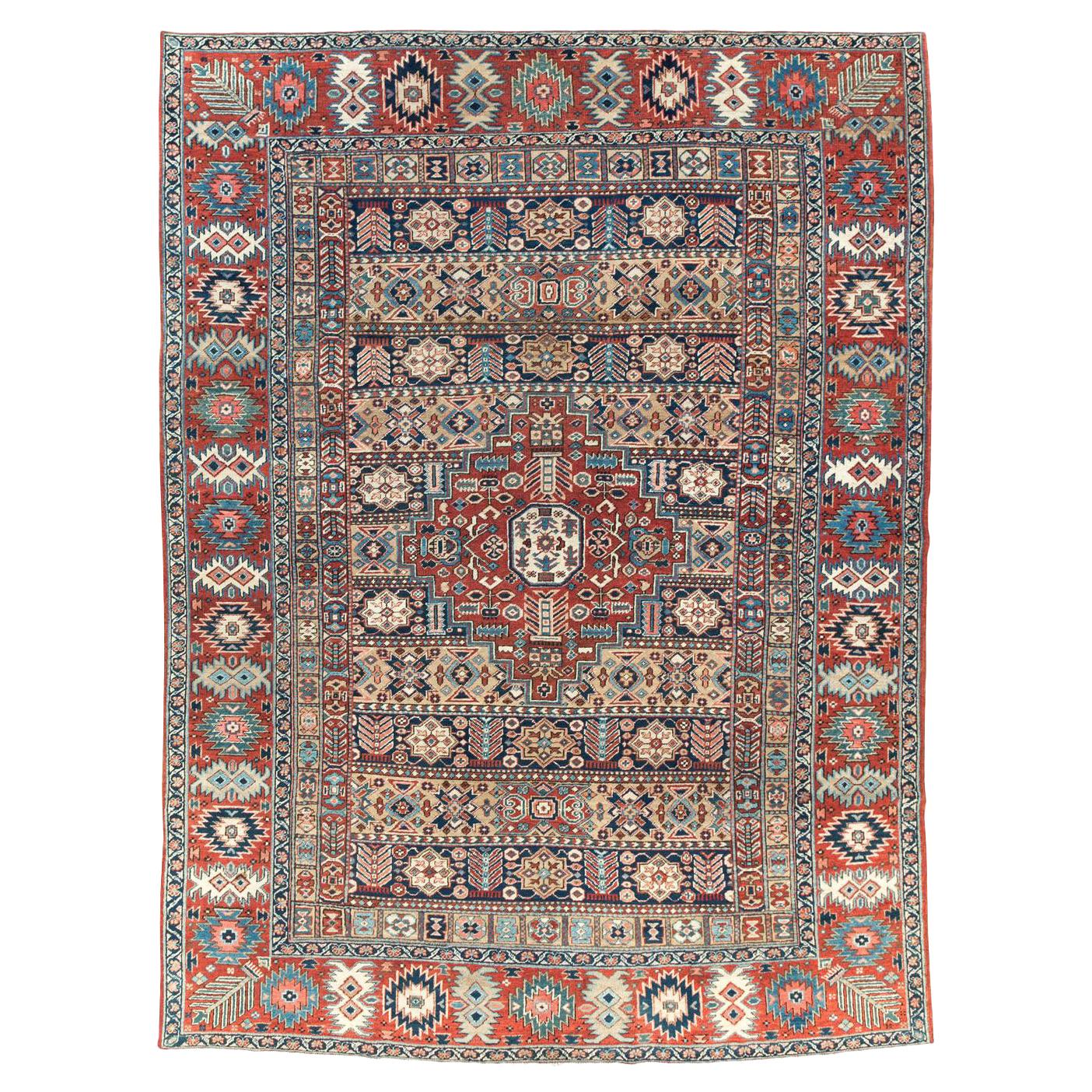 Early 20th Century Handmade Persian Heriz Room Size Carpet For Sale