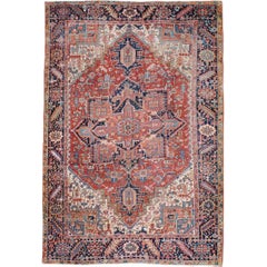 Tapis persan Heriz du début du XXe siècle, fait à la main, de taille standard