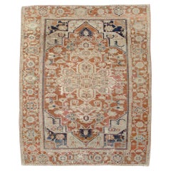 Antique Early 20th Century Handmade Persian Heriz Room Size Carpet