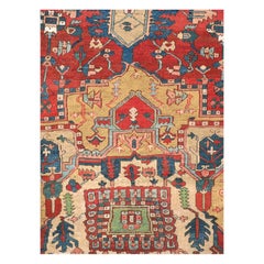 Early 20th Century Handmade Persian Heriz Square Room Size Carpet