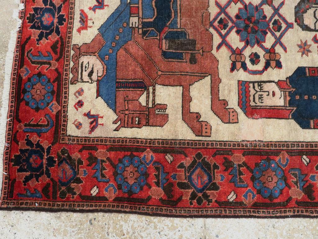 Early 20th Century Handmade Persian Kurd Pictorial Accent Rug For Sale 2