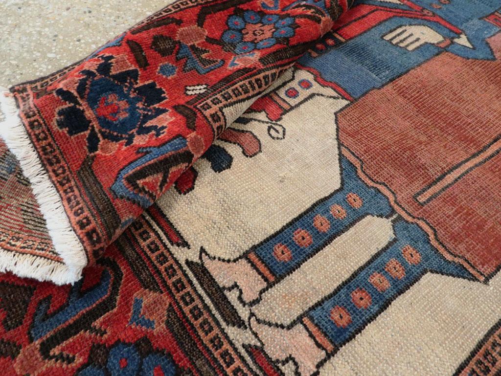 Early 20th Century Handmade Persian Kurd Pictorial Accent Rug For Sale 3