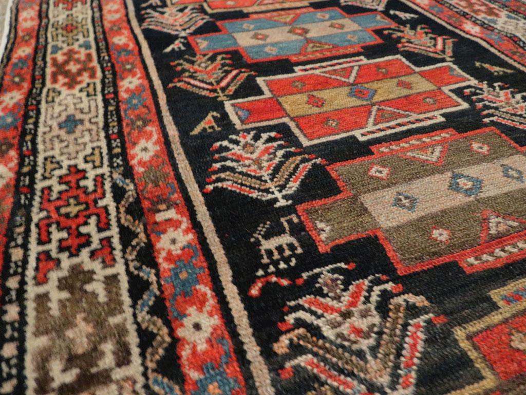 Hand-Knotted Early 20th Century Handmade Persian Kurd Runner For Sale