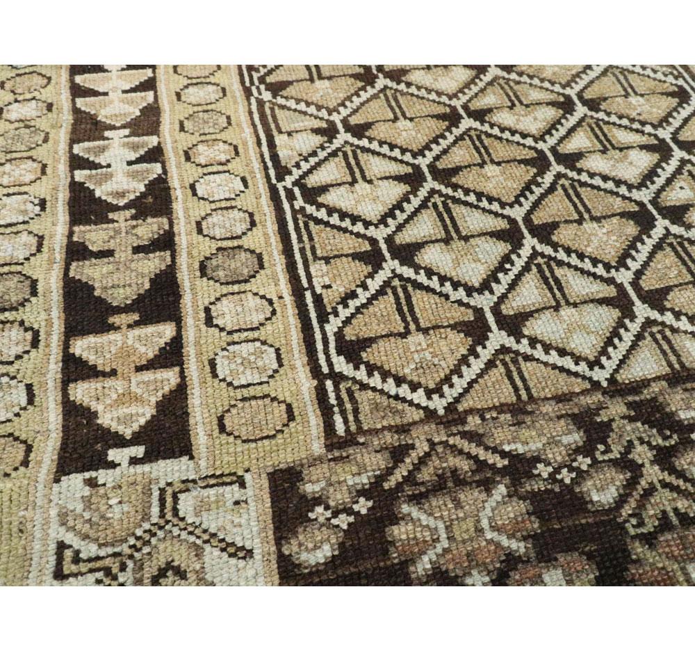 Early 20th Century Handmade Persian Kurd Runner in Earth Tones In Good Condition For Sale In New York, NY