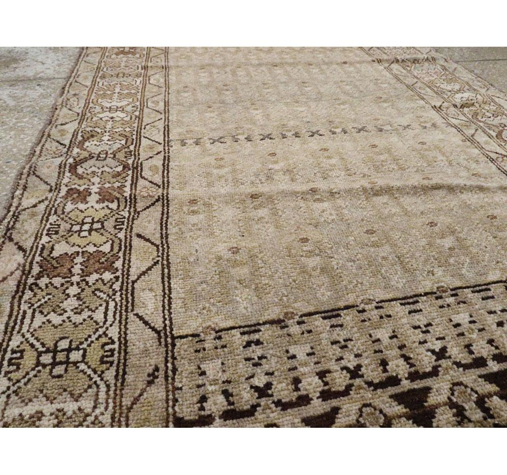 Wool Early 20th Century Handmade Persian Kurd Runner in Neutral Tones