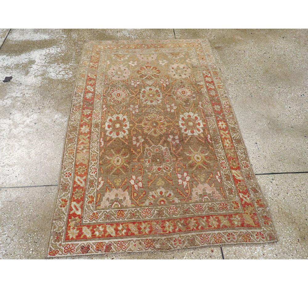 Hand-Knotted Early 20th Century Handmade Persian Kurd Throw Rug For Sale