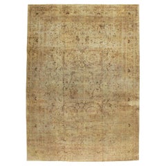 Grand tapis persan du début du 20e siècle:: fait à la main:: en brun doré