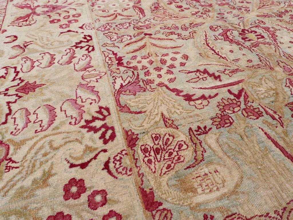 Hand-Knotted Early 20th Century Handmade Persian Lavar Kerman Accent Rug For Sale