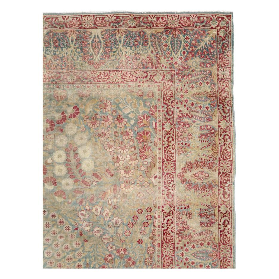 Kirman Early 20th Century Handmade Persian Lavar Kerman Gallery Carpet For Sale