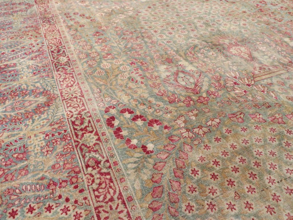 Early 20th Century Handmade Persian Lavar Kerman Gallery Carpet In Excellent Condition For Sale In New York, NY