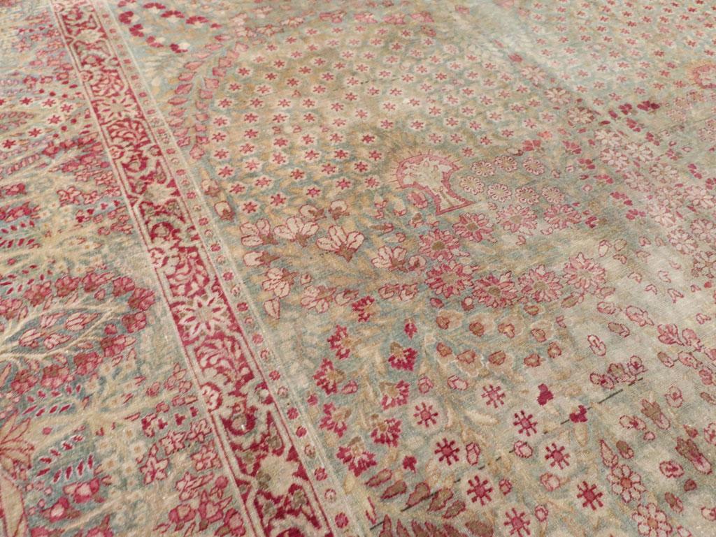 Wool Early 20th Century Handmade Persian Lavar Kerman Gallery Carpet For Sale