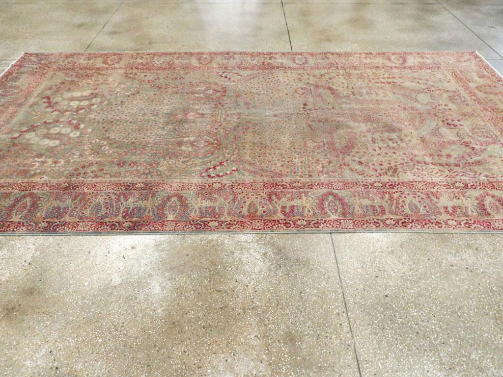 Early 20th Century Handmade Persian Lavar Kerman Gallery Carpet For Sale 1