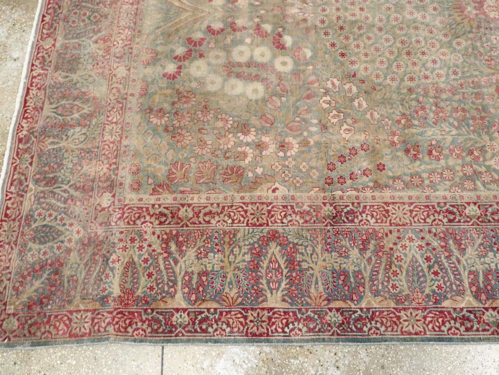 Early 20th Century Handmade Persian Lavar Kerman Gallery Carpet For Sale 2