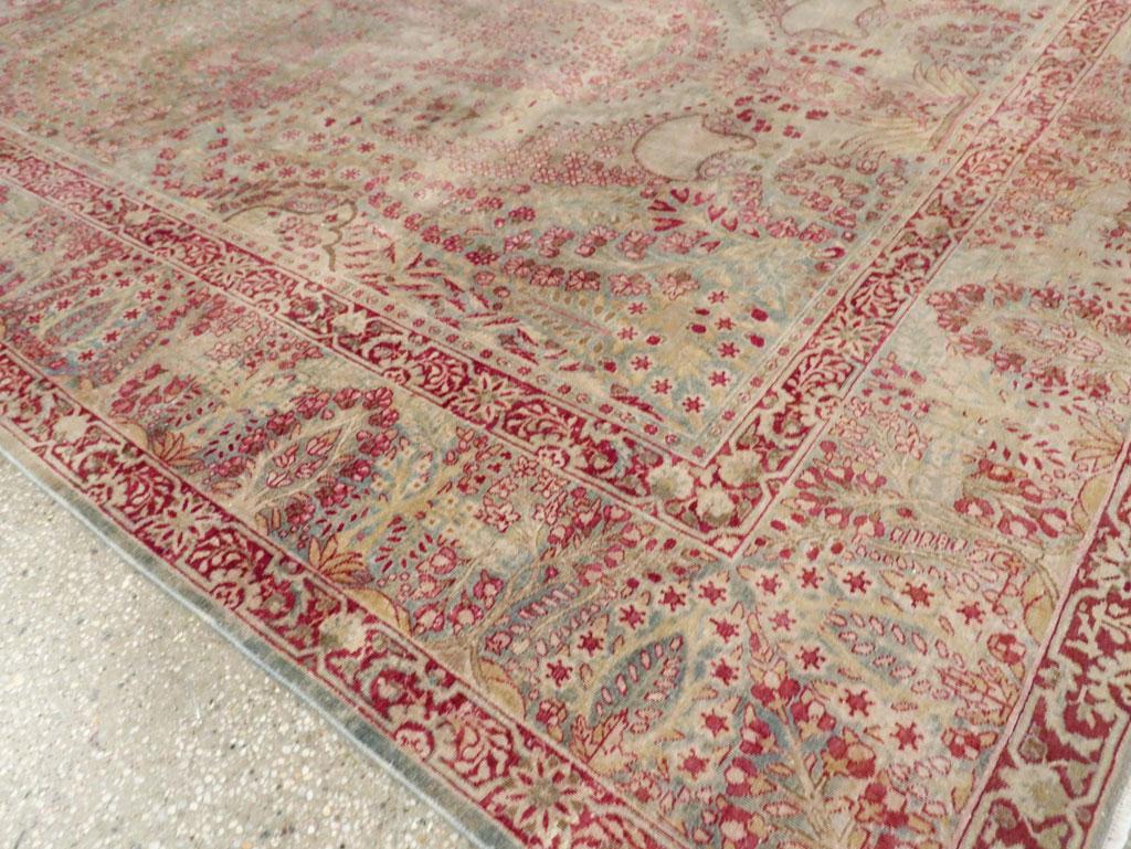 Early 20th Century Handmade Persian Lavar Kerman Gallery Carpet For Sale 3