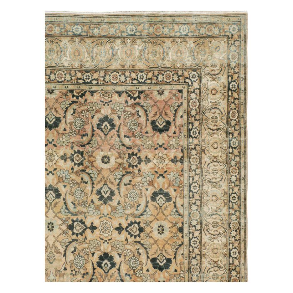 Rustic Early 20th Century Handmade Persian Lavar Kerman Room Size Carpet, circa 1920 For Sale