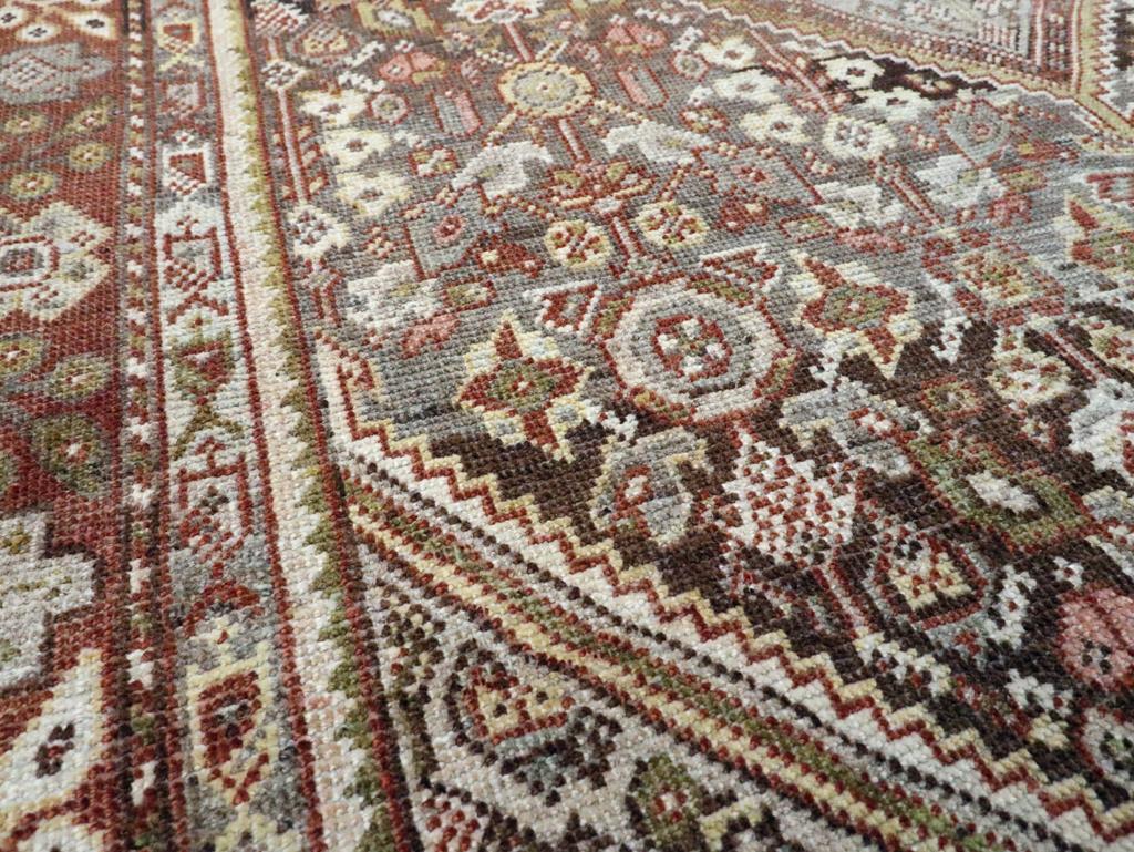 Rustic Early 20th Century Handmade Persian Mahal Accent Rug For Sale
