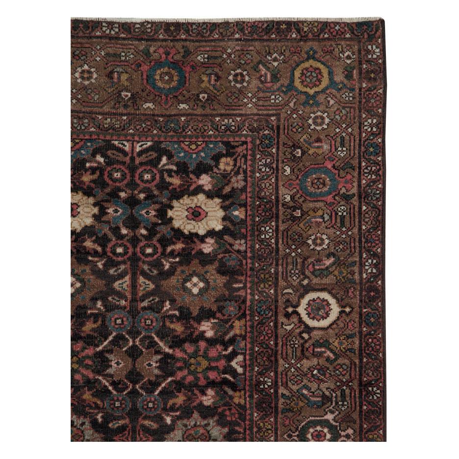 Rustic Early 20th Century Handmade Persian Mahal Gallery Accent Rug For Sale