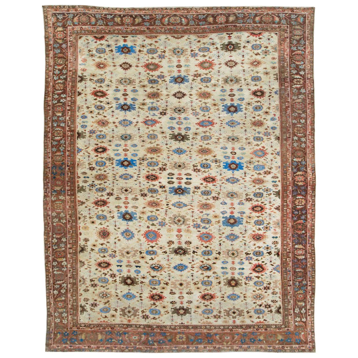 Early 20th Century Handmade Persian Mahal Large Room Size Carpet