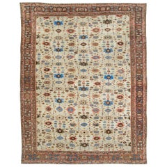 Early 20th Century Handmade Persian Mahal Large Room Size Carpet