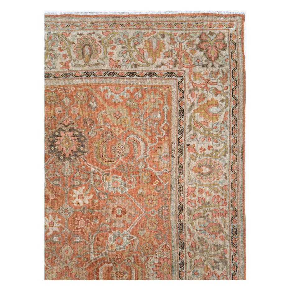 Edwardian Early 20th Century Handmade Persian Mahal Room Size Carpet For Sale