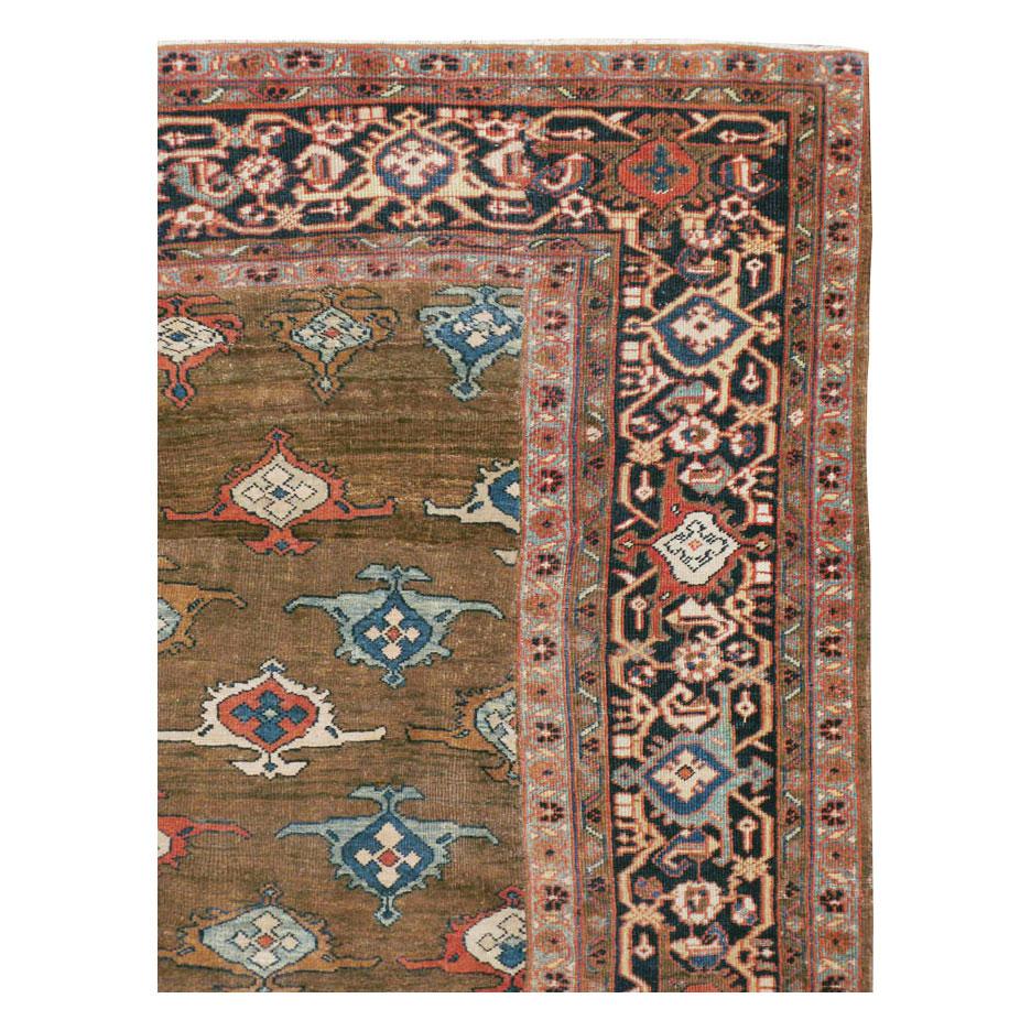 Rustic Early 20th Century Handmade Persian Mahal Room Size Carpet For Sale