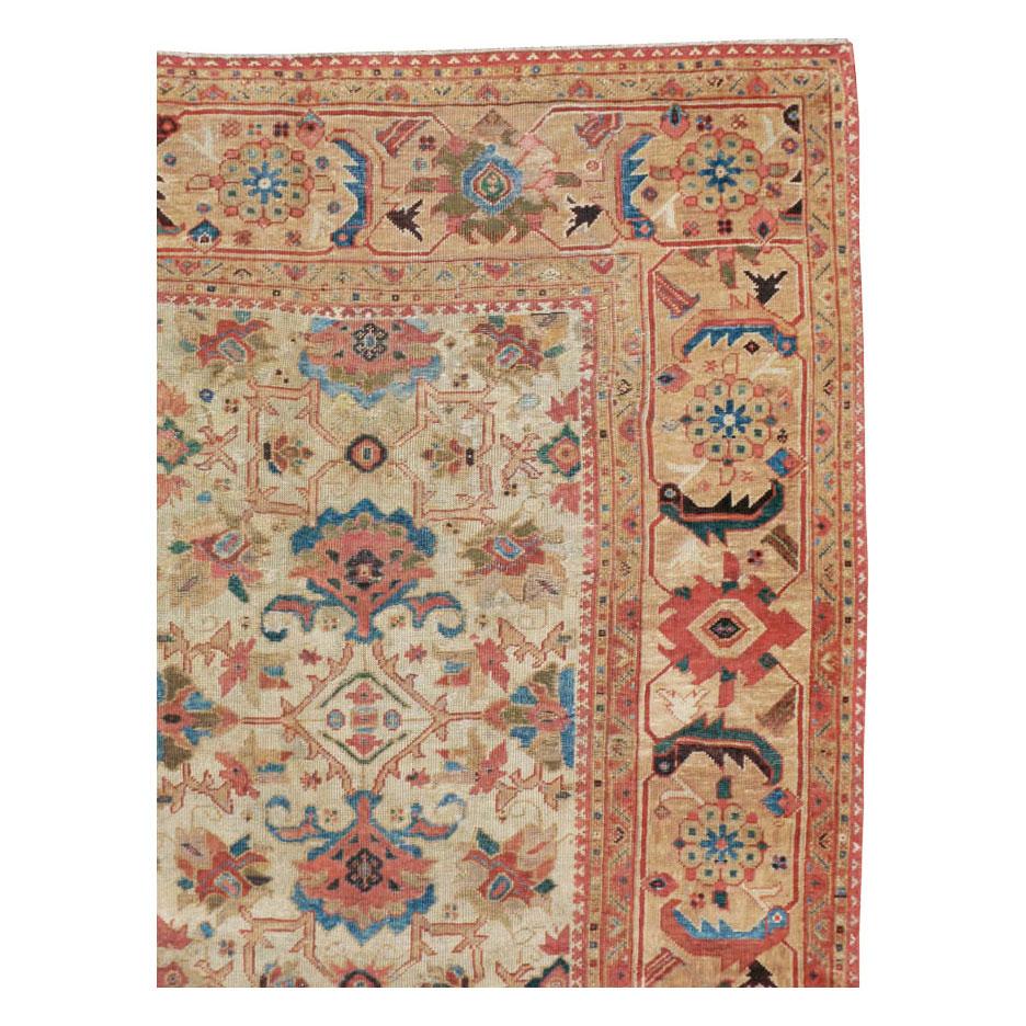 Hand-Knotted Early 20th Century Handmade Persian Mahal Room Size Carpet For Sale