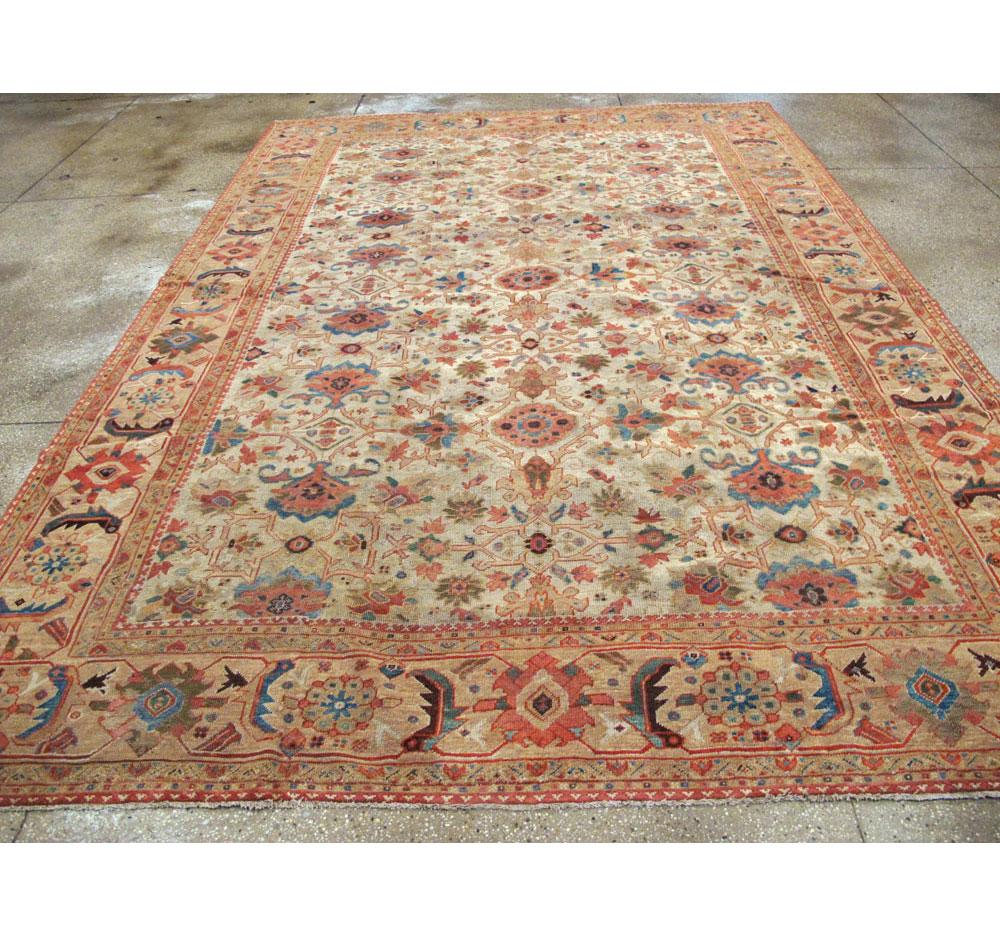 Early 20th Century Handmade Persian Mahal Room Size Carpet In Good Condition For Sale In New York, NY