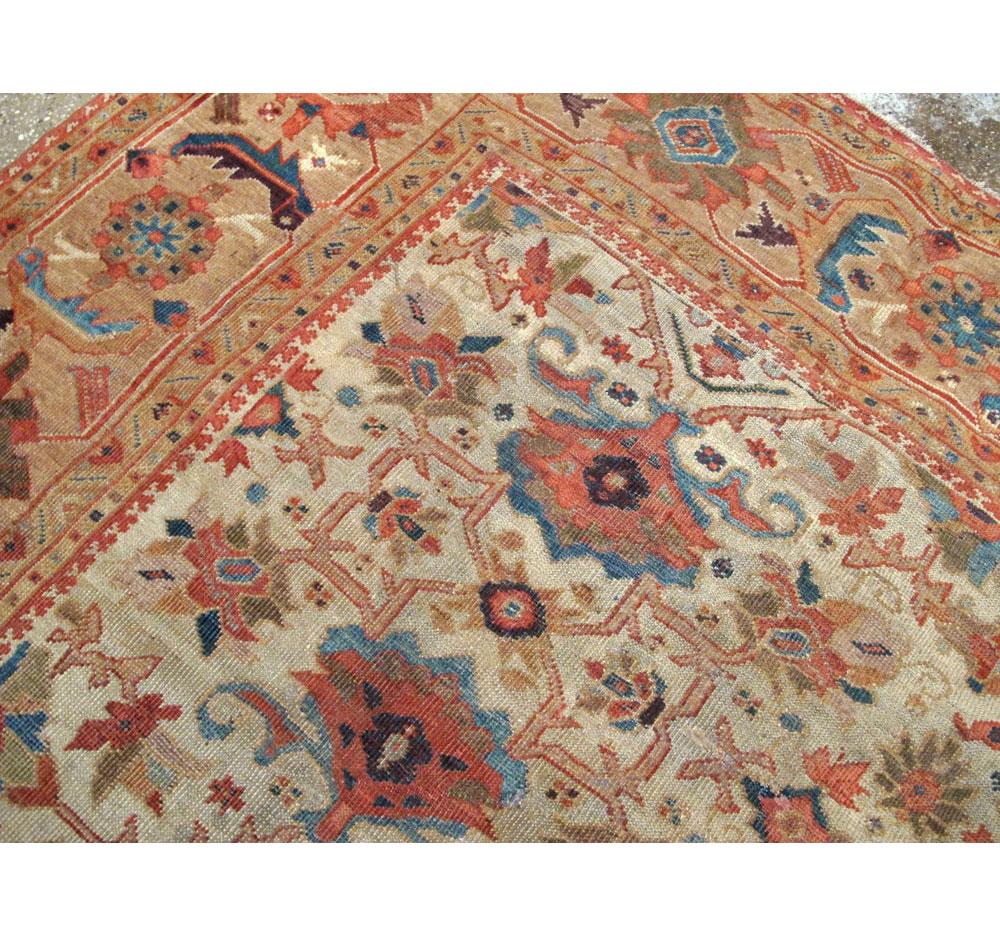 Early 20th Century Handmade Persian Mahal Room Size Carpet For Sale 1