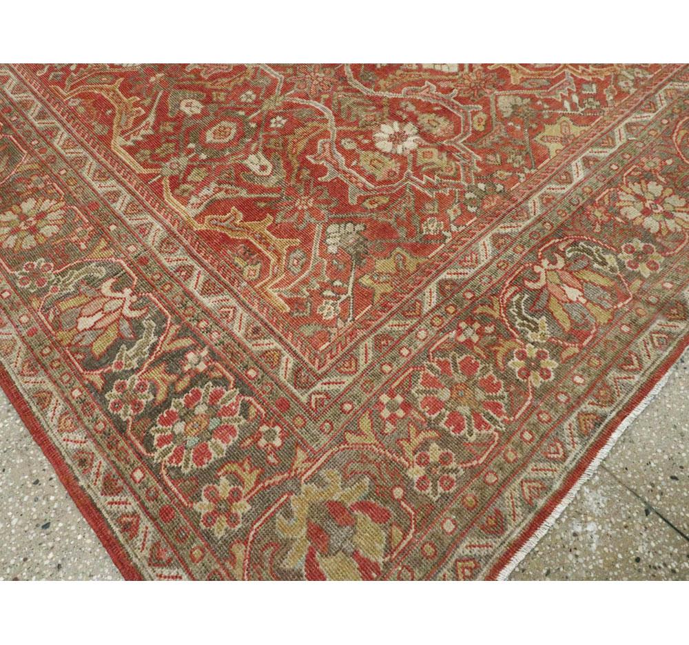 Wool Early 20th Century Handmade Persian Mahal Room Size Carpet For Sale