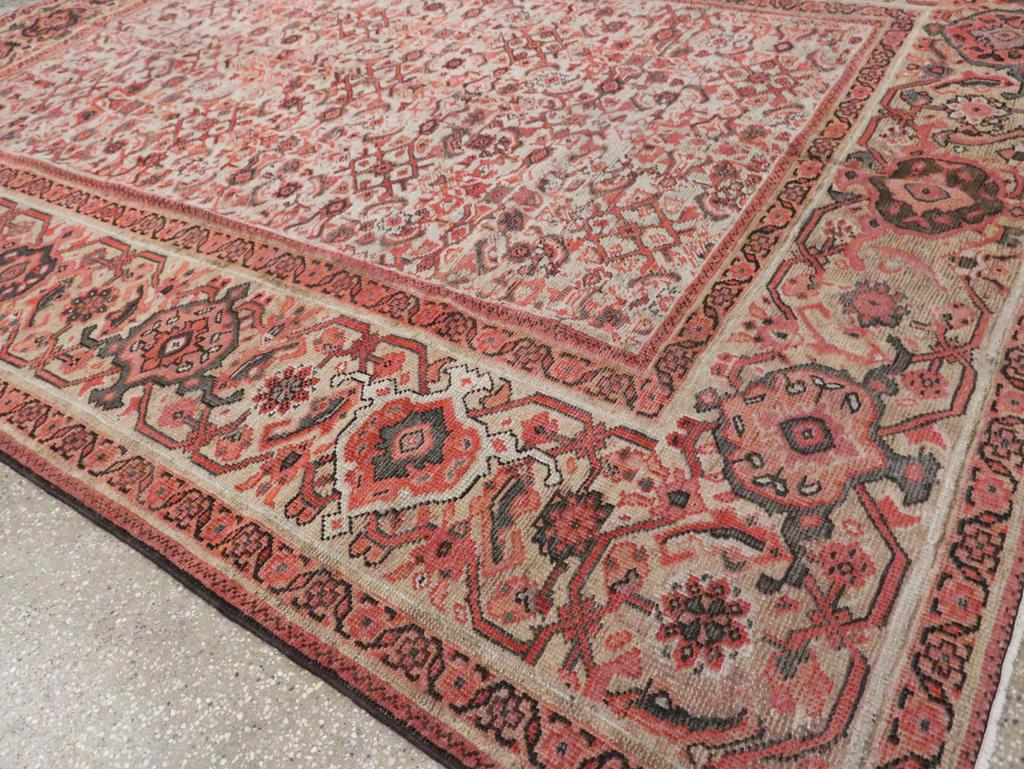 Early 20th Century Handmade Persian Mahal Room Size Carpet For Sale 2