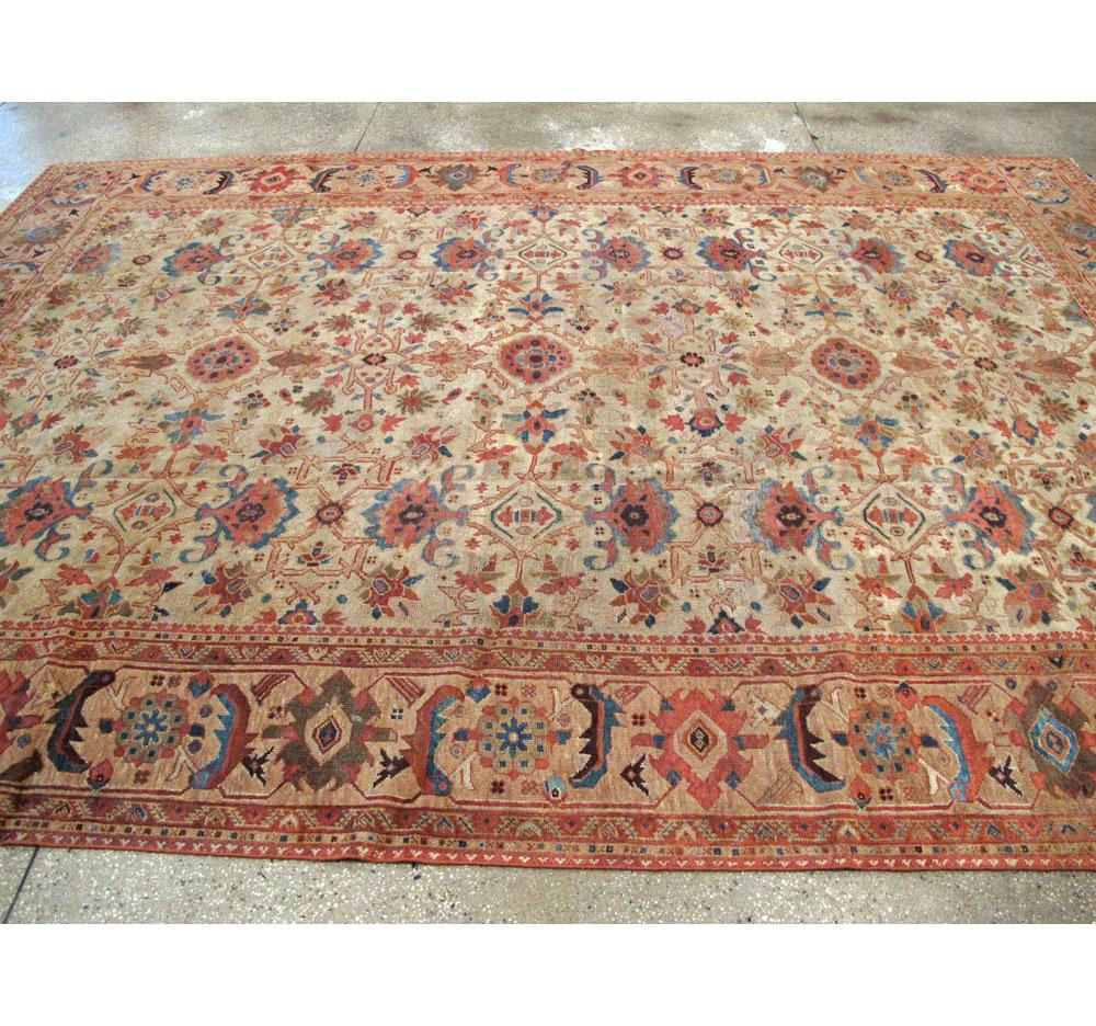 Early 20th Century Handmade Persian Mahal Room Size Carpet For Sale 3