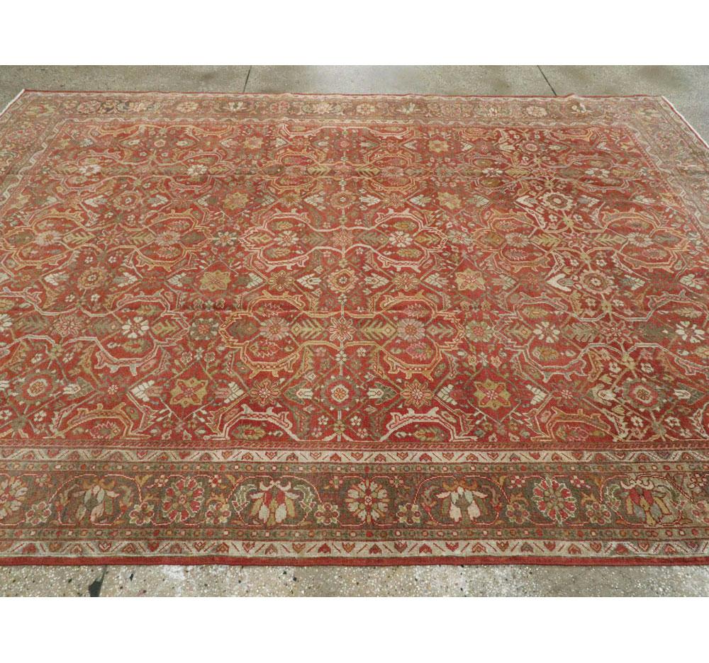 Early 20th Century Handmade Persian Mahal Room Size Carpet For Sale 2