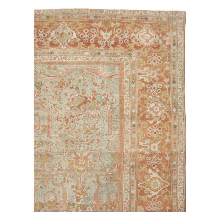 An antique Persian Mahal room size carpet in an unusual square format handmade during the early 20th century with an allover 'Mustafi' design in soft tones.

Measures: 12' 3