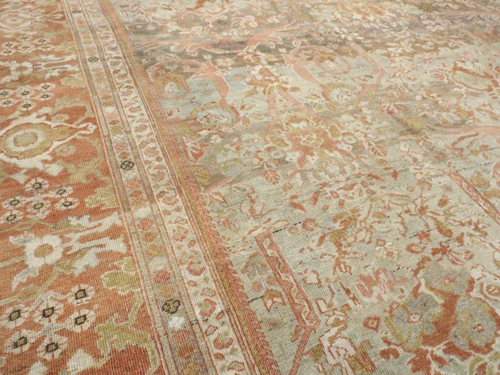 Early 20th Century Handmade Persian Mahal Square Room Size Carpet In Excellent Condition In New York, NY