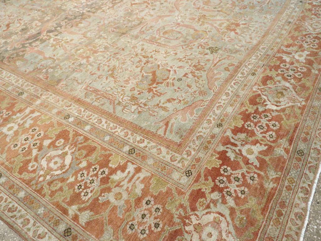 Early 20th Century Handmade Persian Mahal Square Room Size Carpet 2