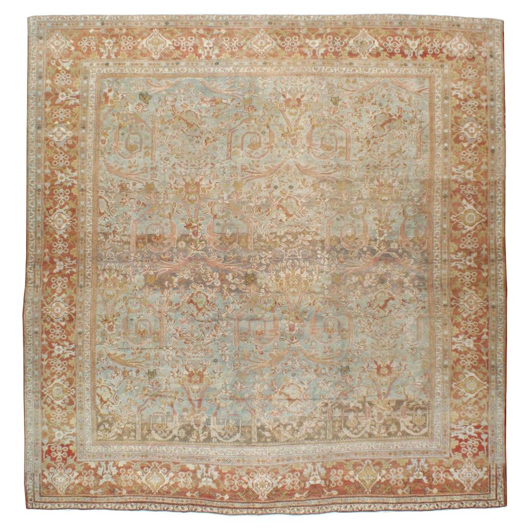 Early 20th Century Handmade Persian Mahal Square Room Size Carpet
