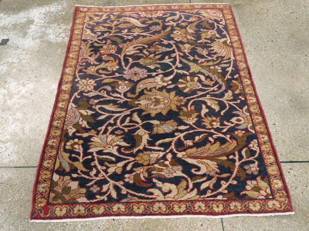 Rustic Early 20th Century Handmade Persian Sampler Mahal Throw Rug For Sale