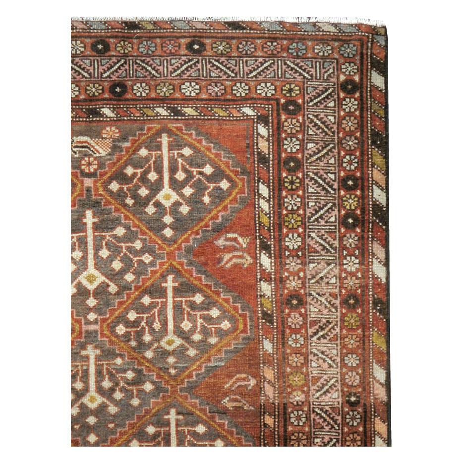 Tribal Early 20th Century Handmade Persian Malayer Accent Rug