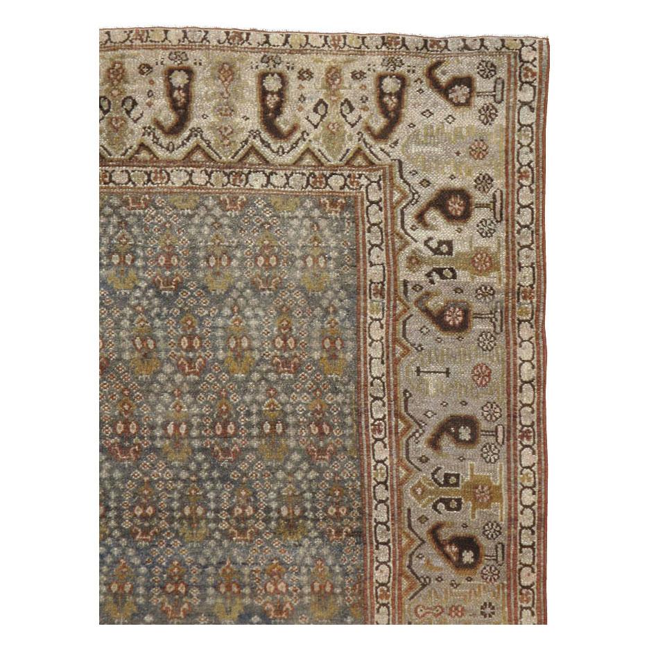 Rustic Early 20th Century Handmade Persian Malayer Accent Rug For Sale
