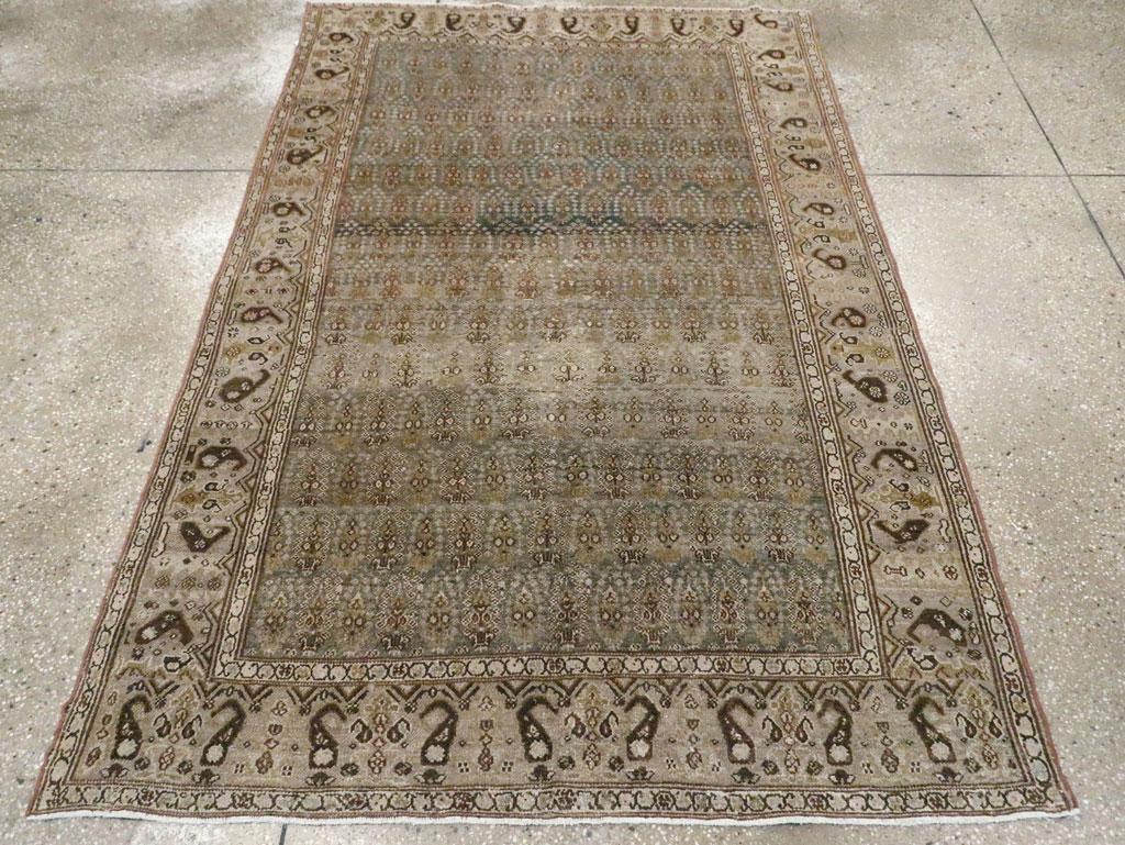 Hand-Knotted Early 20th Century Handmade Persian Malayer Accent Rug For Sale